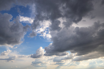 Cloudscape. Blue sky and white cloud. Sunny day. Cumulus cloud.
