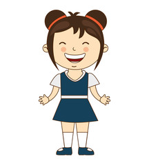 happy girl student uniform isolated
