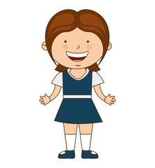 happy girl student uniform isolated
