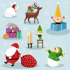 Christmas and New Year holiday Icons and attributes vector image design set for you illustration, design, postcards, labels, stickers and other creative needs.