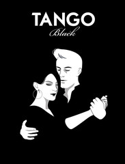 Young couple dancing tango. Comic style.