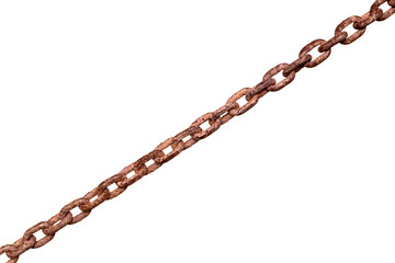 Rusty old chain isolated on white background