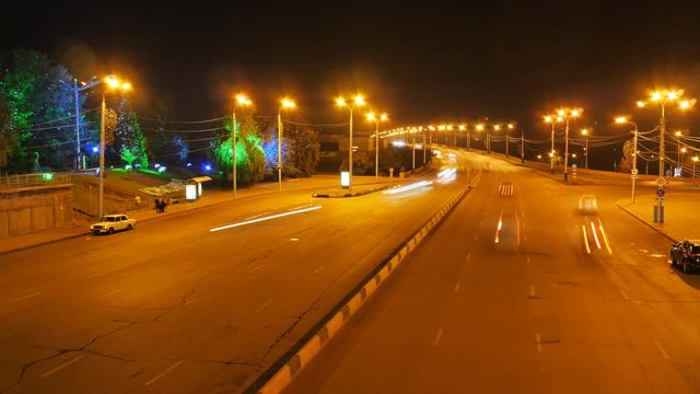 a view of the highway at night, time lapse