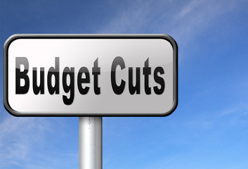 Obraz premium Budget cuts reduce costs and cut spendings during crisis or economic recession..