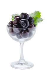 Fresh cherry in glass