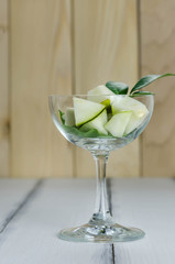 One and a half green pears