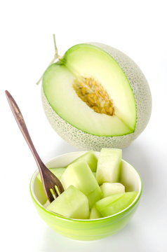 green melon on white