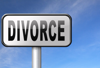 Obraz premium Divorce papers or document by lawyer to end marriage dissolution often after domestic violence alimony...