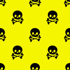 Black skull pattern on a yellow background.
