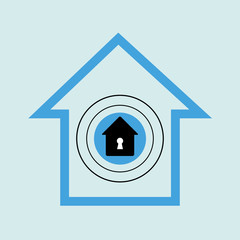 silhouette house security protection vector illustration graphic