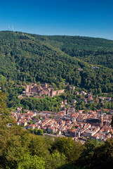 Fototapeta na wymiar Heidelberg am Neckar mit Königstuhl, Baden