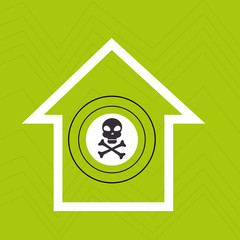 silhouette house security protection vector illustration graphic