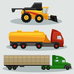 Industrial freight vehicles vector image design set for your illustration, decoration, labels, stickers and other creative needs.