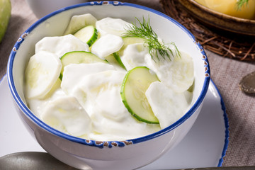 Mizeria is a Polish cucumber salad,