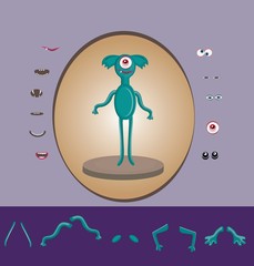 Halloween, monster design attributes,body parts and other details of vector image illustration set for decoration, postcards, posters, stickers, labels and other creative needs.