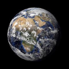 Planet Earth with night and day and clouds black