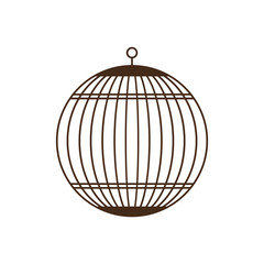 birdcage cage silhouette vintage icon. Isolated and flat illustration, vector