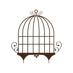 birdcage cage silhouette vintage icon. Isolated and flat illustration, vector