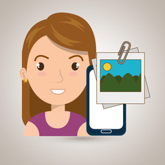 woman cellphone speaker news vector illustration graphic