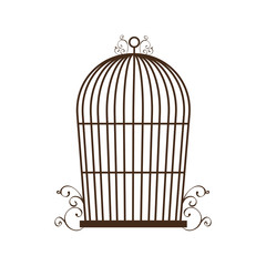 birdcage cage silhouette vintage icon. Isolated and flat illustration, vector