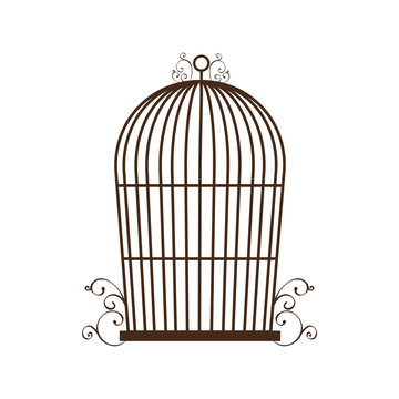 birdcage cage silhouette vintage icon. Isolated and flat illustration, vector