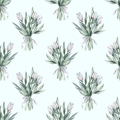 Bouquet. Watercolor seamless pattern. Floral background 5