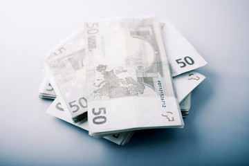 Pile of Euro banknotes