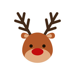 reindeer deer cartoon merry christmas celebration icon. Isolated and flat illustration, vector