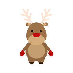 reindeer deer cartoon merry christmas celebration icon. Isolated and flat illustration, vector