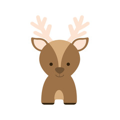 reindeer deer cartoon merry christmas celebration icon. Isolated and flat illustration, vector