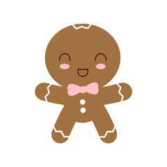 cookie bowtie cartoon merry christmas celebration icon. Isolated and flat illustration, vector