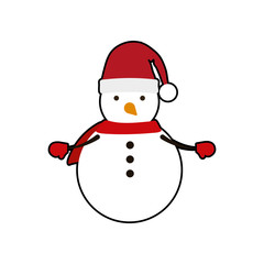 snowman cartoon merry christmas celebration icon. Isolated and flat illustration, vector