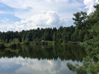 Fototapeta na wymiar Ausflugsziel Wanderweg um See im Sommer