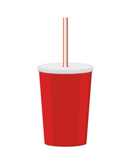 flat design soft drink disposable cup icon vector illustration