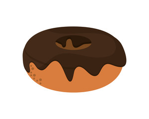 flat design donut with chocolate cover icon vector illustration