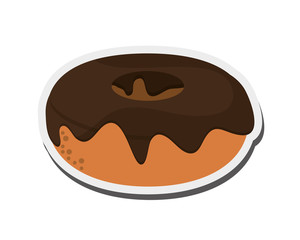 flat design donut with chocolate cover icon vector illustration