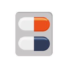 flat design medicine capsules icon vector illustration