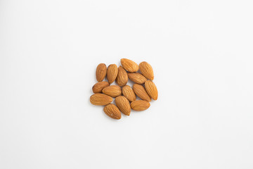 Almonds on a white background