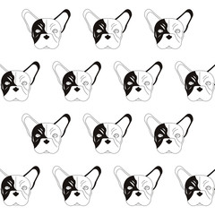 flat design french bulldog pattern icon vector illustration