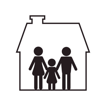 flat design family and house pictogram icon vector illustration