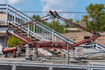 Eisenbahn Oberleitung Stromabnehmer