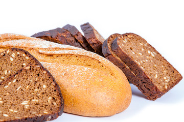 cut bread isolated on a white background