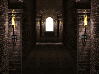 Arches corridor 3d illustration