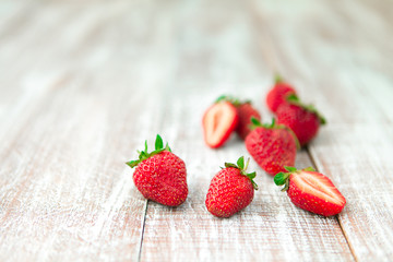 strawberry isolated on a wood background