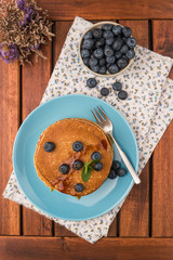 Pancakes with fresh blackberries