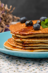 Pancakes with fresh blackberries