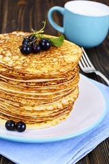 Tasty Pancakes with Black Currant Stack