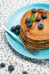 Pancakes with fresh blackberries