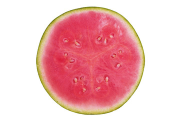 Slice of watermelon isolated on white background. Close up.