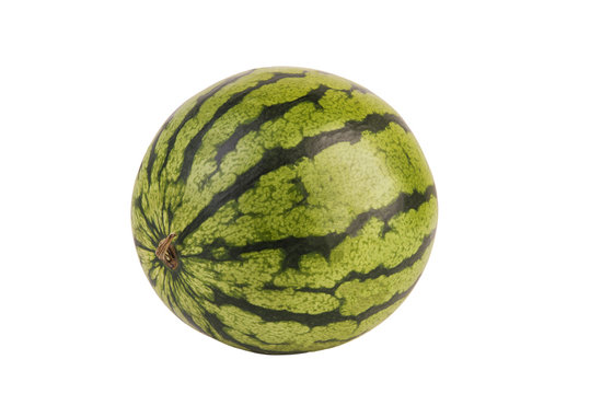 Whole watermelon isolated on white background. Close up.